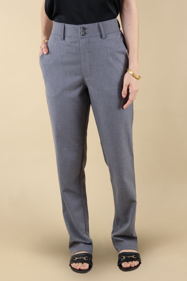 Pantalón Gris Mujer De Vestir Corte Clásico Moda Ejecutiva